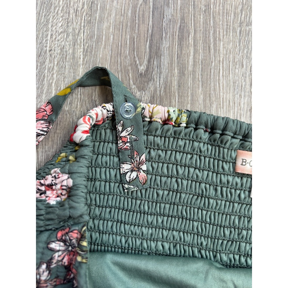 BOG Collection‎ Quilted Ruffle Green Floral Crop Top Size Large - Picture 3 of 7